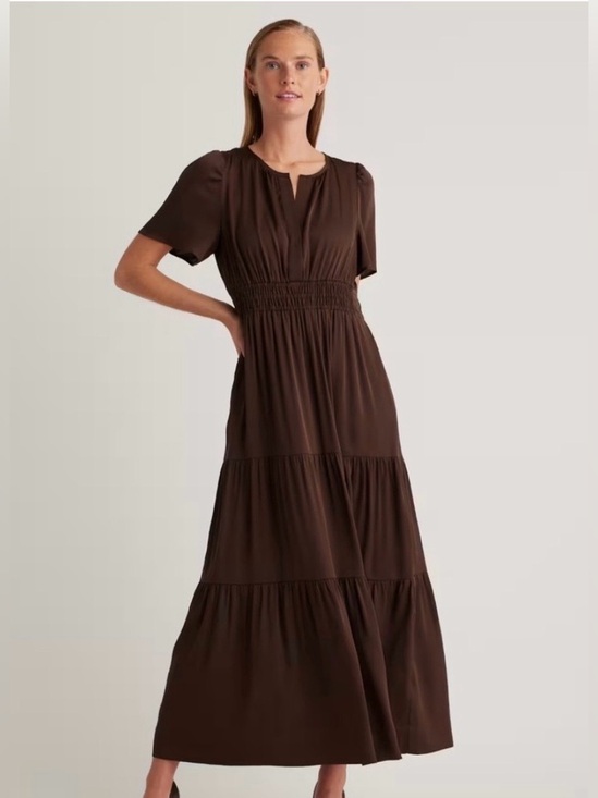 Dresses & Skirts - Quince Washable Stretch Silk Tiered Maxi
Dress, Small, Brown/Hot Fudge